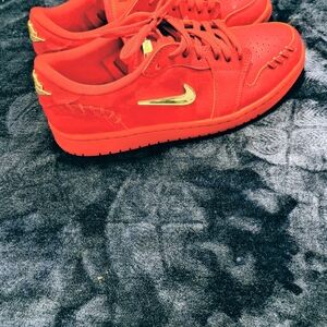 Jordan Red and Gold Athletic Shoes